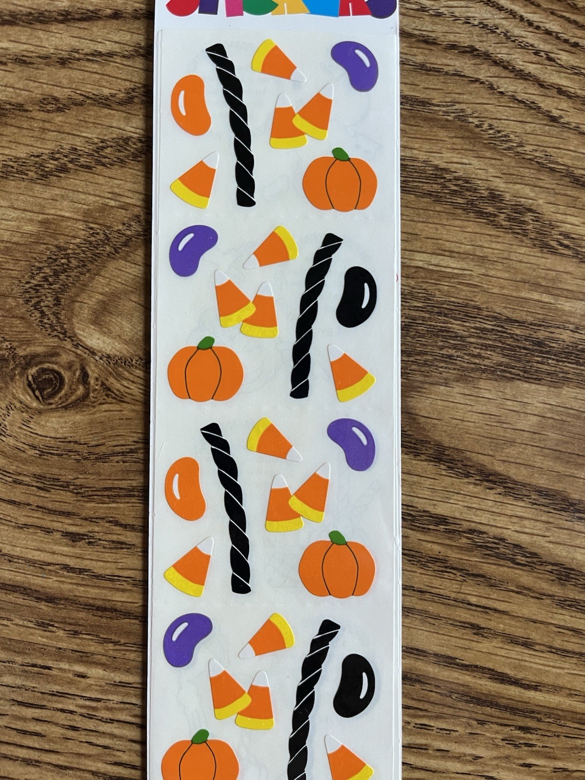Vtg Mrs Grossmans Halloween Candy Corn Pumpkin Strip Stickers 3 Sheets NOS