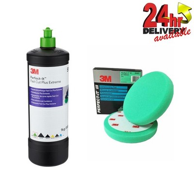 3M Perfect it Fast Cut Plus Extreme Green Top und Green Polierpads 150mm