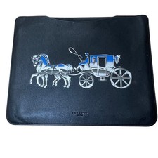 Coach Black Leather Horse Carriage Logo Tablet Sleeve Case