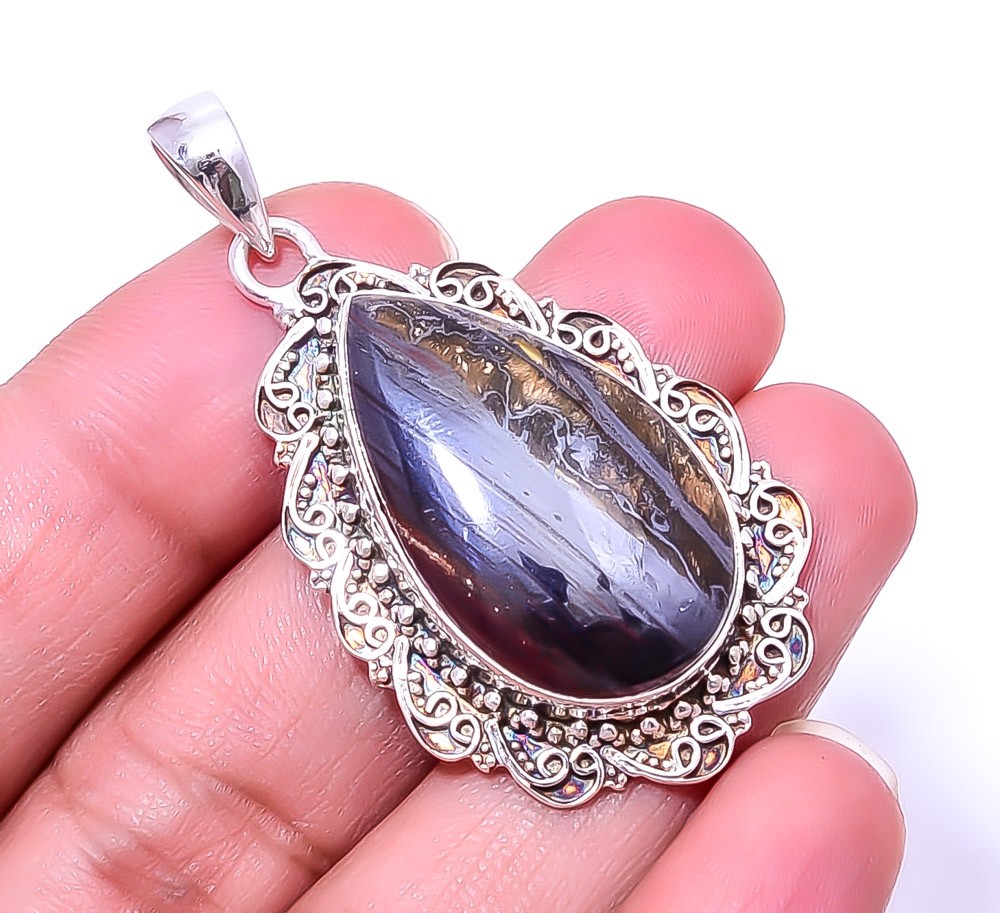 Iron Tiger Eye - South Africa Fine Art 925 Sterling Silver Pendant 1.95