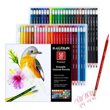 50 Colors Erasable Colored Pencils Set - Easy to Erase, Vibrant and Smooth Co...