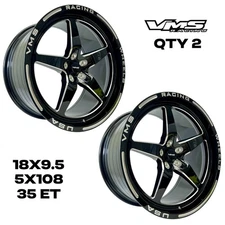2 VMS RACING 5X108 V STAR  DRAG WHEELS RACE TRACK RIMS SET 18X9.5 35 ET 6.63 BS