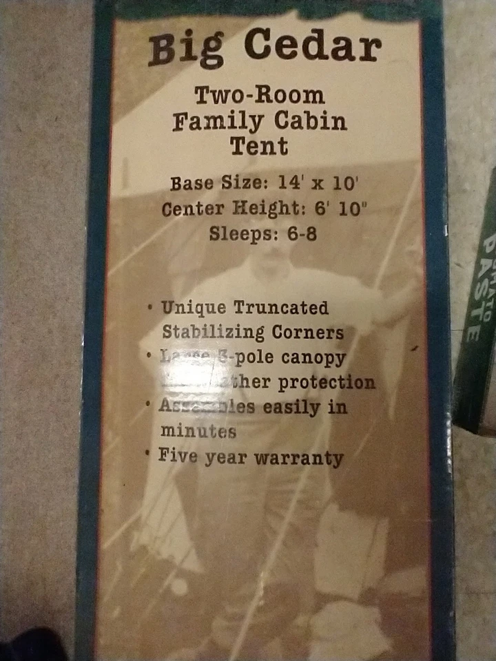 Tienda de campaña familiar vintage Wenzel 1887 Big Cedar de dos habitaciones - 14'x10' ¡NUEVA en caja! Foto 2 de 3