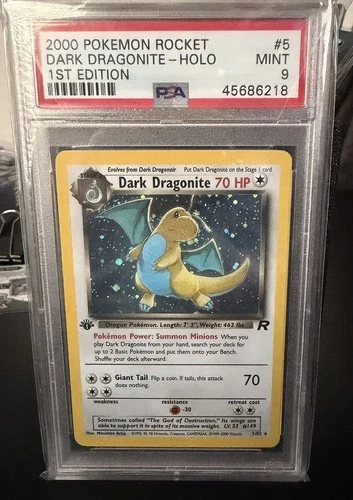 2000 Pokemon Rocket #5 Dark Dragonite Holo 1st Edition PSA 9  MINT