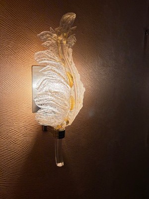 Ercole Barovier   Paar Murano-Wandleuchten in Blattform, Barovier & Toso