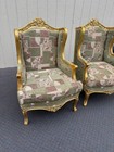 67516 Pair of Vintage French Provincial Gold Gilt Wingback Chairs — photo 4