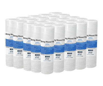 #ad String Wound Sediment Water Filter Cartridge Standard 2.5x10quot; 50 Micron 25 Pack $63.00