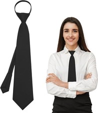 Womens Tie, Womens/Red Tie Pre Tied Zipper Tie for Women School Tie Black