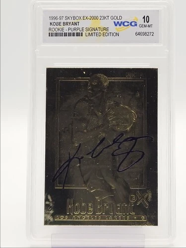 KOBE BRYANT 1996-97 SKYBOX EX-2000 23KT GOLD ROOKIE PURPLE RC AUTO WCG 10 Q6438