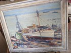 Vintage Oil Painting William Lobberegt (Nephew of Renoir) Harbor Nautical Boat — photo 8