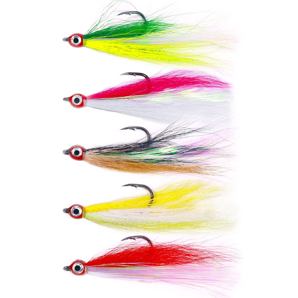 bucktail fishing hooks BKK Lone Diablo Teaser - 7/0 and designed to pivot freely for maximum movement Natural Bucktail White- Swing Hook