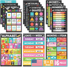Hadley Designs 16 Educational Posters for Classroom Decor - Chalkboard Education