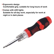 5‑in‑1 LED Light Up Screwdriver Set Cross Flat Bit Multifunction Red High