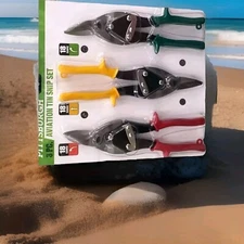 3pc Aviation Tin Snip Set: Left, Straight & Right Cut Snips! 10" Length 