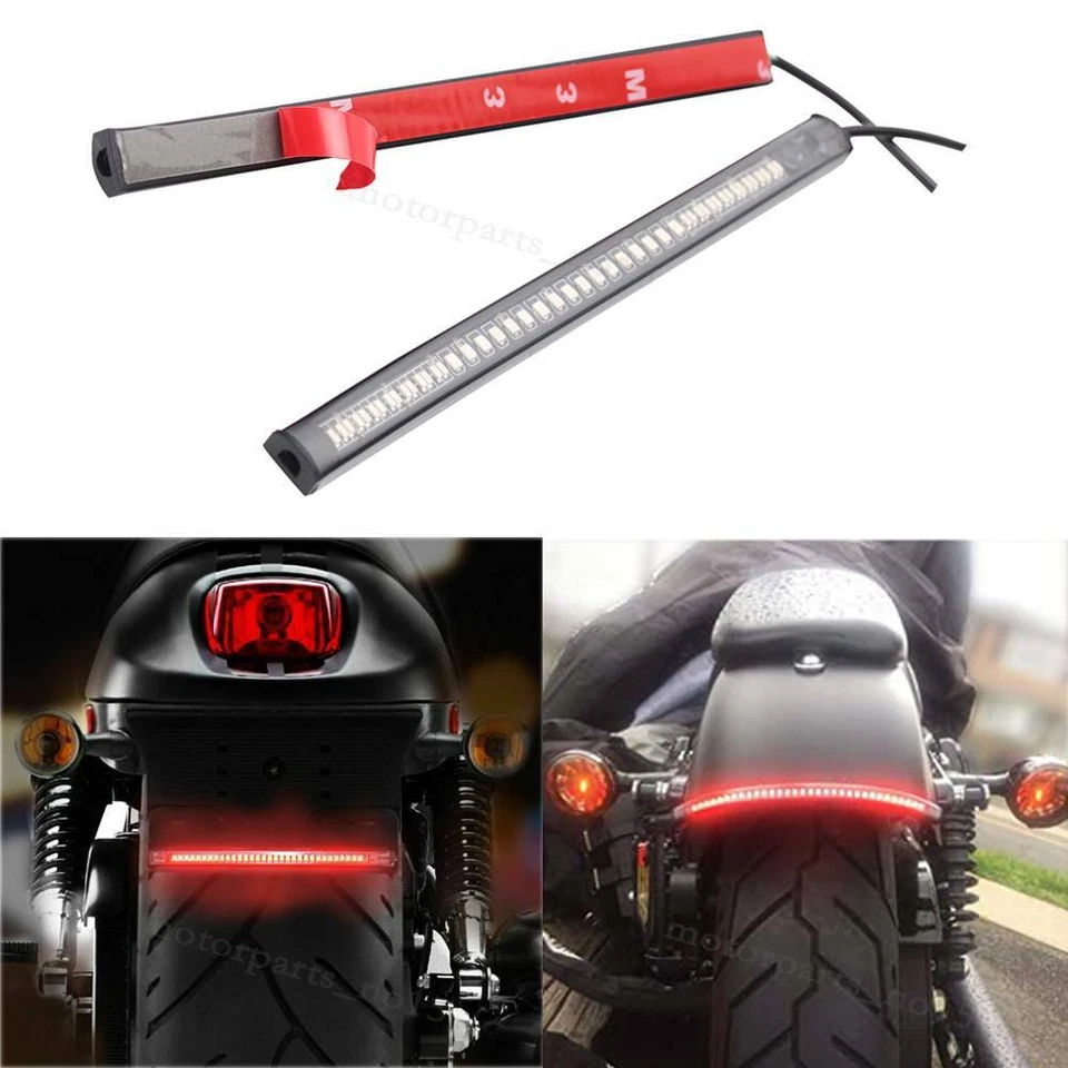 Luz trasera de freno LED para motocicleta Cafe Racer ATV señales de giro lámpara tiras barra Foto 4 de 4