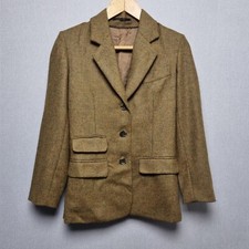 John Partridge Tweed Jacket Womens Size 8 Khaki Island Tweed Pure Wool