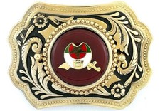 Gold Color Western Shriners New Old Stock 3 7/10" Belt Buckle EPBB248/32823