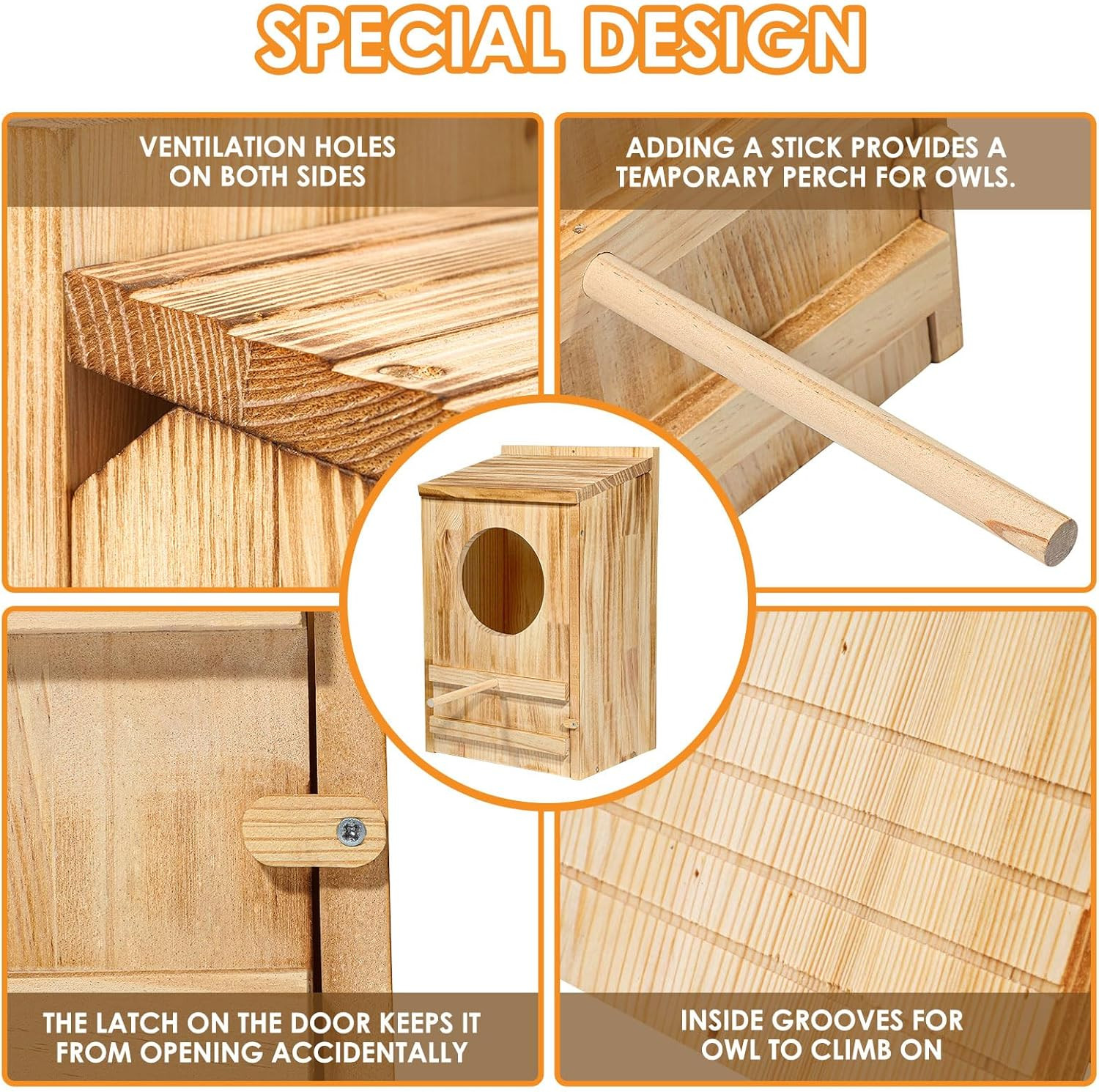 Large Great Horned Owl House,Owl Nesting Box for Outside,Wooden Nest House 14''X