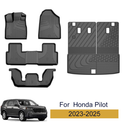 Car Floor Mats Rear Trunk Mat Backrest Mat Cargo Liner For Honda Pilot 2023-2025