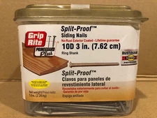 (5 Lbs) Grip Rite 10D x 3” Ring Shank Split Proof Siding Nail Galvanized P10SPF5