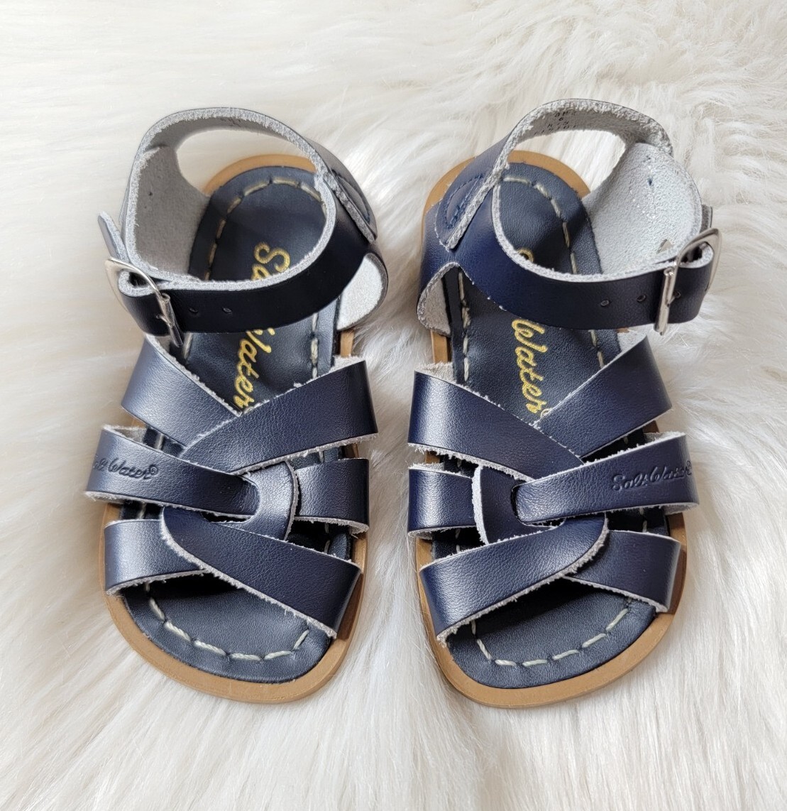 Salt Water Sandals Original Navy Blue Leather Toddler Size