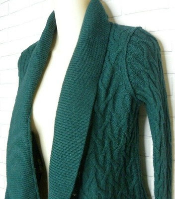 dark green knit cardigan