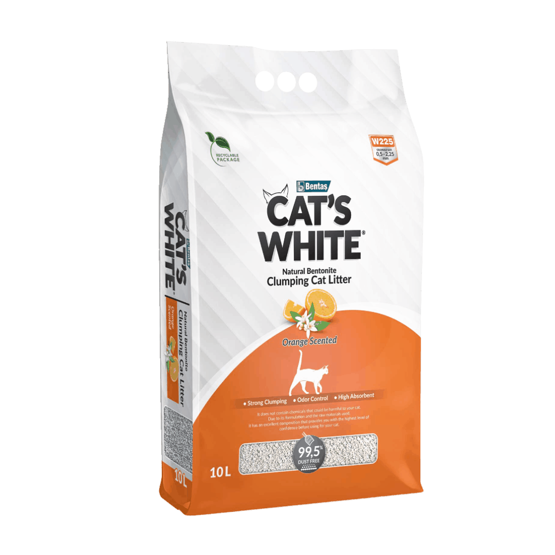 Cat's White Lettiera Agglomerante per Gatti Bentonite Profumata Arancia 10 L