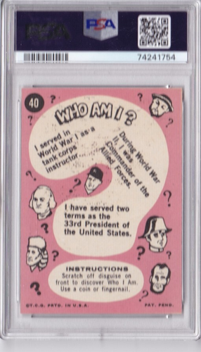PSA 5 1967 Topps Who Am I Dwight Eisenhower # 40 non rayé - Photo 2/2