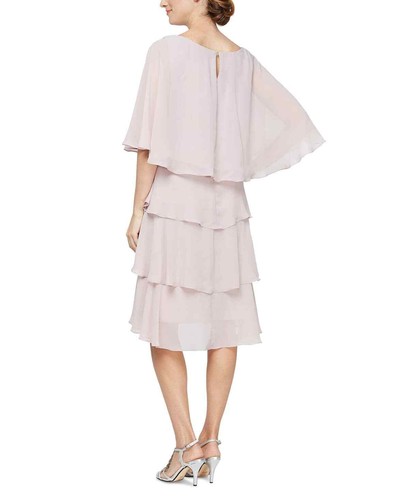 SL Fashions Women's Purple Beaded Neck Chiffon Cape Dress - 10 - Purple - Picture 2 of 2