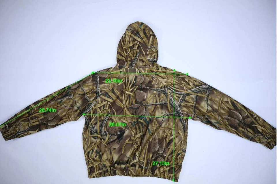 Ducks Unlimited Wetlands Camouflage Full ZIp Hooded Hunting Jacket Mens XL Foto 4 de 4