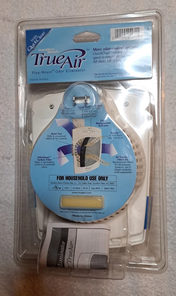 Air Purifier Cleaner Hamilton Beach Plug Mount TrueAir 04271 Odor Eliminator NOS