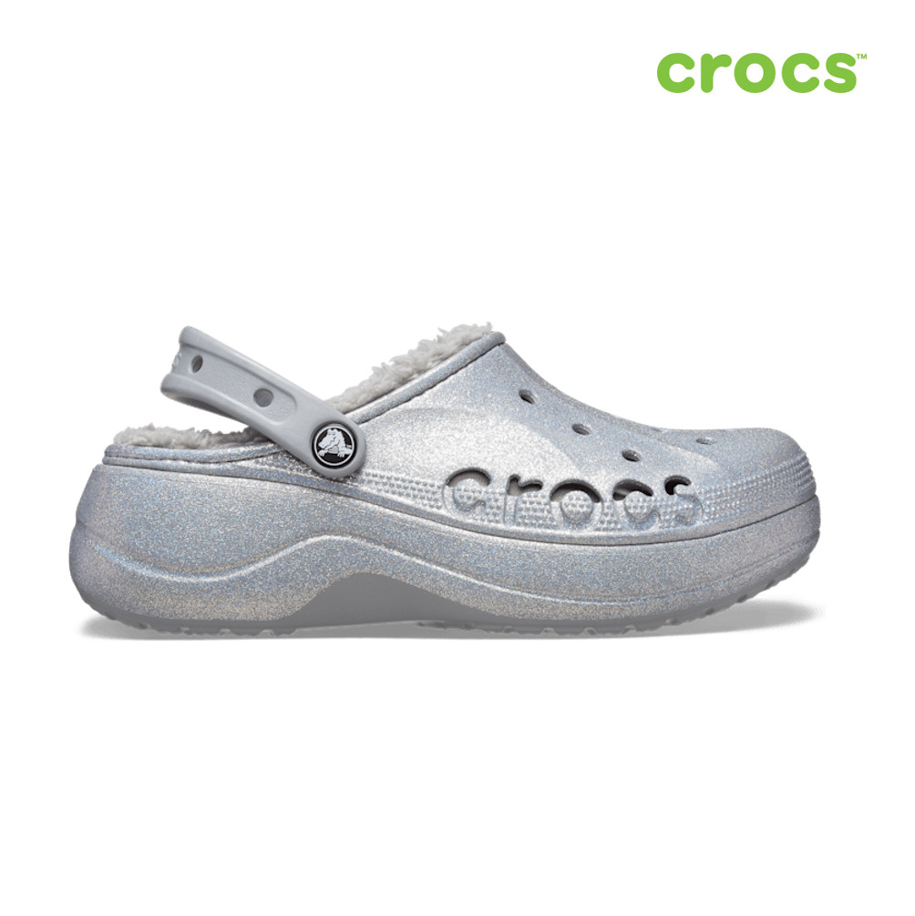 NEW CROCS BAYA PLATFORM LINED CLOG 210451-0ES Light Gray / Multi