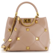 Valentino Garavani Roman Stud Top Handle Bag Quilted Leather Medium
