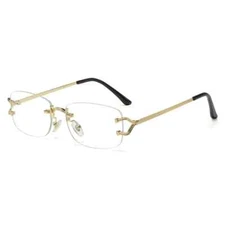 Men's Rimless Gold Frame Elegant Hip Hop Square Clear Lens Retro Fashion Glasses