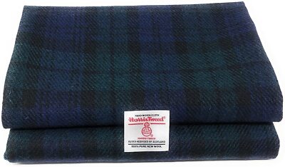Harris Tweed blau schwarz und grün Tartan Stoff - 100% reine Wolle 1 Meter plus