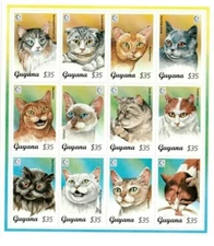 Guyana - 1995 - Cats - Sheet Of 12 - MNH