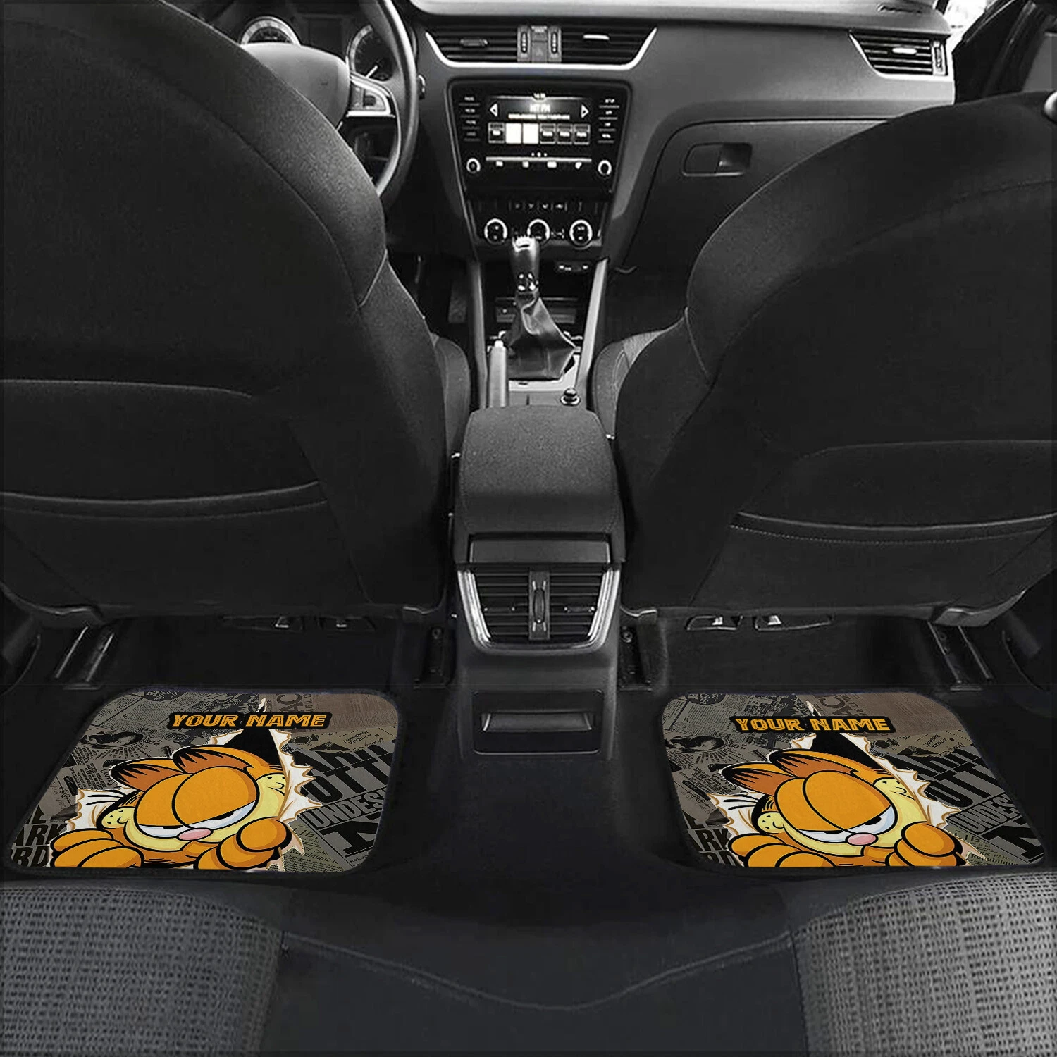 Garfield Car Floor Mats Set, 4 pcs, Universal Fit, Cartoon Auto Interior Accessories