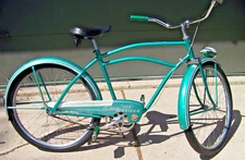 1950'S VINTAGE BICYCLE-MONARK-FIRESTONE CENTURY 200 CRUISER  26" Green Pedals 👀