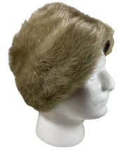 Womens Faux fur lined Hat light Brown MCM Vintage Maroon Lining Costume Prop
