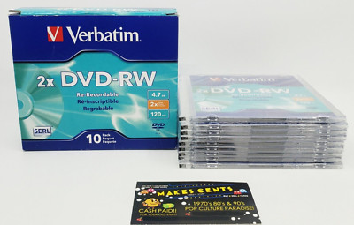 Verbatim DVD+RW Discs, 4.7GB, 2x, w/Jewel Cases - OPEN BOX- 9 Pack - NEW SEALED!