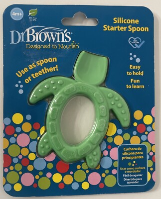 NEW Dr Brown's Silicone Starter Spoon Teether Turtle  