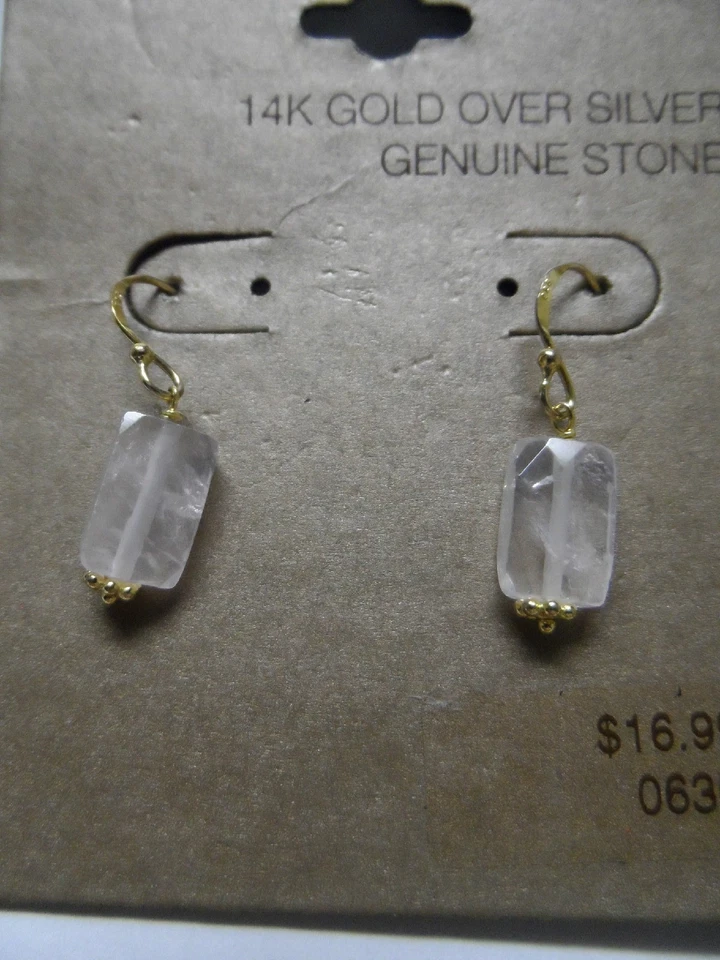 Pendientes de piedra genuina de oro sobre plata de 14 quilates () Foto 2 de 3