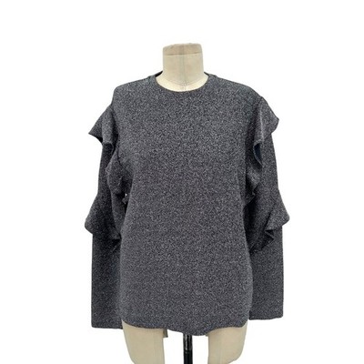 Maison Scotch & Soda Silver Lurex Ruffle Top Magical Attitudes Size XS