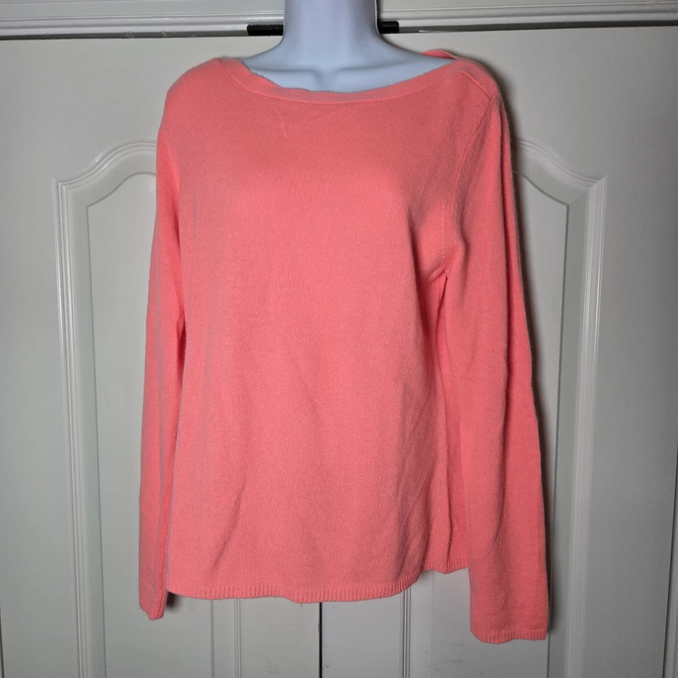 Peck & Peck 100% 2 层羊绒毛衣大号船领亮学院风二手状况完好 — 第 2/4 张图片