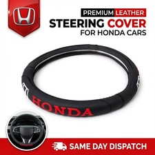 Honda Logo Steering Wheel Cover Leather Universal Car Medium 37-38cm Black