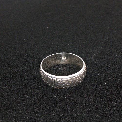 5mm sterling silver ring Aztec design