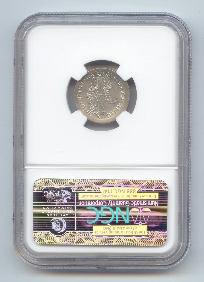 1945 Mercury Dime Error, Broadstruck, NGC XF-45 - Image 2 of 2