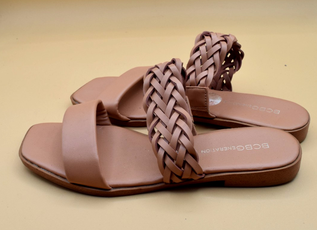 BCBGeneration Braided Strap Open Toe Flat Mules S… - image 2