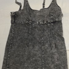 No Boundaries Black Gray Denim Mini Tank Dress XL Sleeveless Square Neck