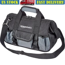 16 Pocket Tool Bag 12 Inch Durable Organizer Home Workshop Jobsite Storage Black